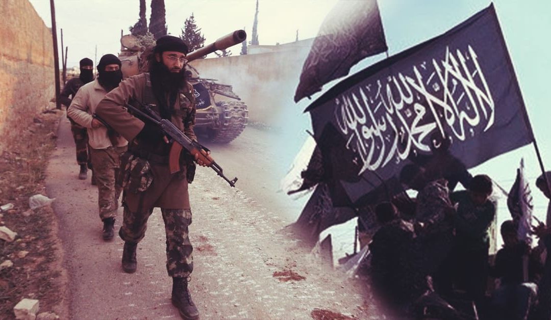 Terrorists carrying weapons